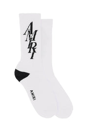 Amiri Stack Logo Socks   White