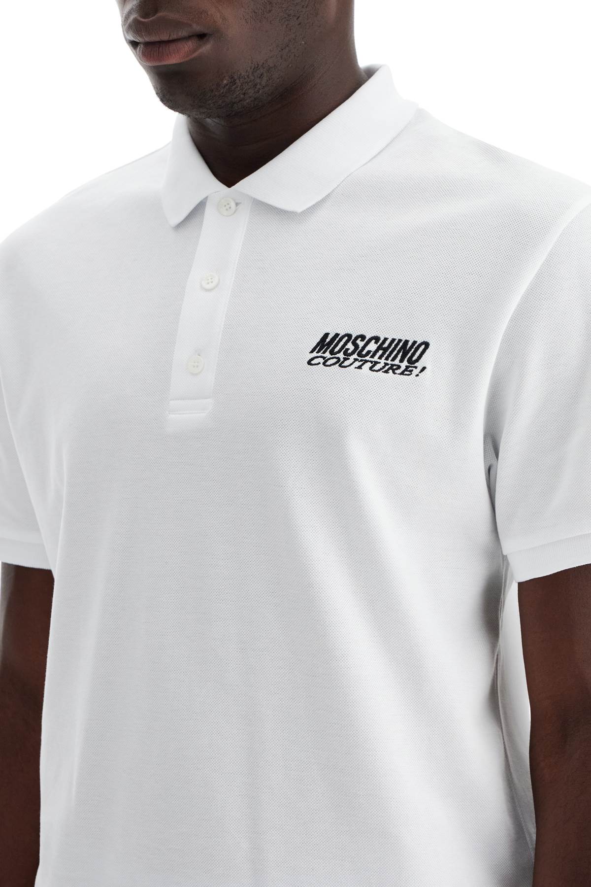 Moschino Polo Shirt With Embroidered Logo   White