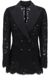 Dolce & Gabbana Turlington Double Breasted Lace Blazer   Black