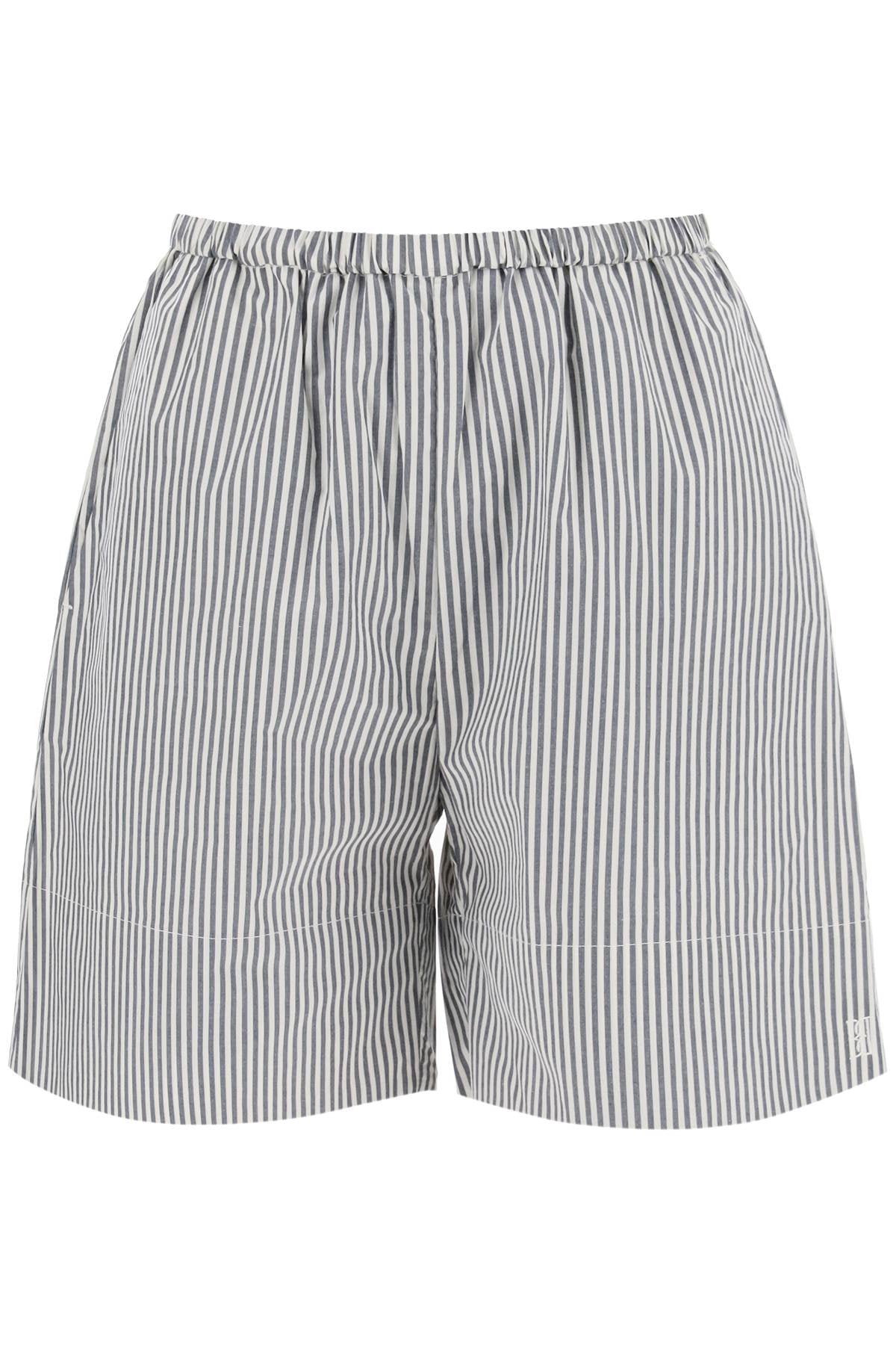 By Malene Birger Replace With Double Quotestriped Siona Organic Cotton Shortsreplace With Double Quote   Blue