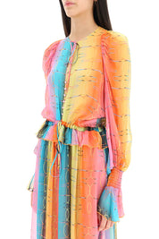 Siedres 'Alora' Long Silk Chiffon Dress   Multicolor