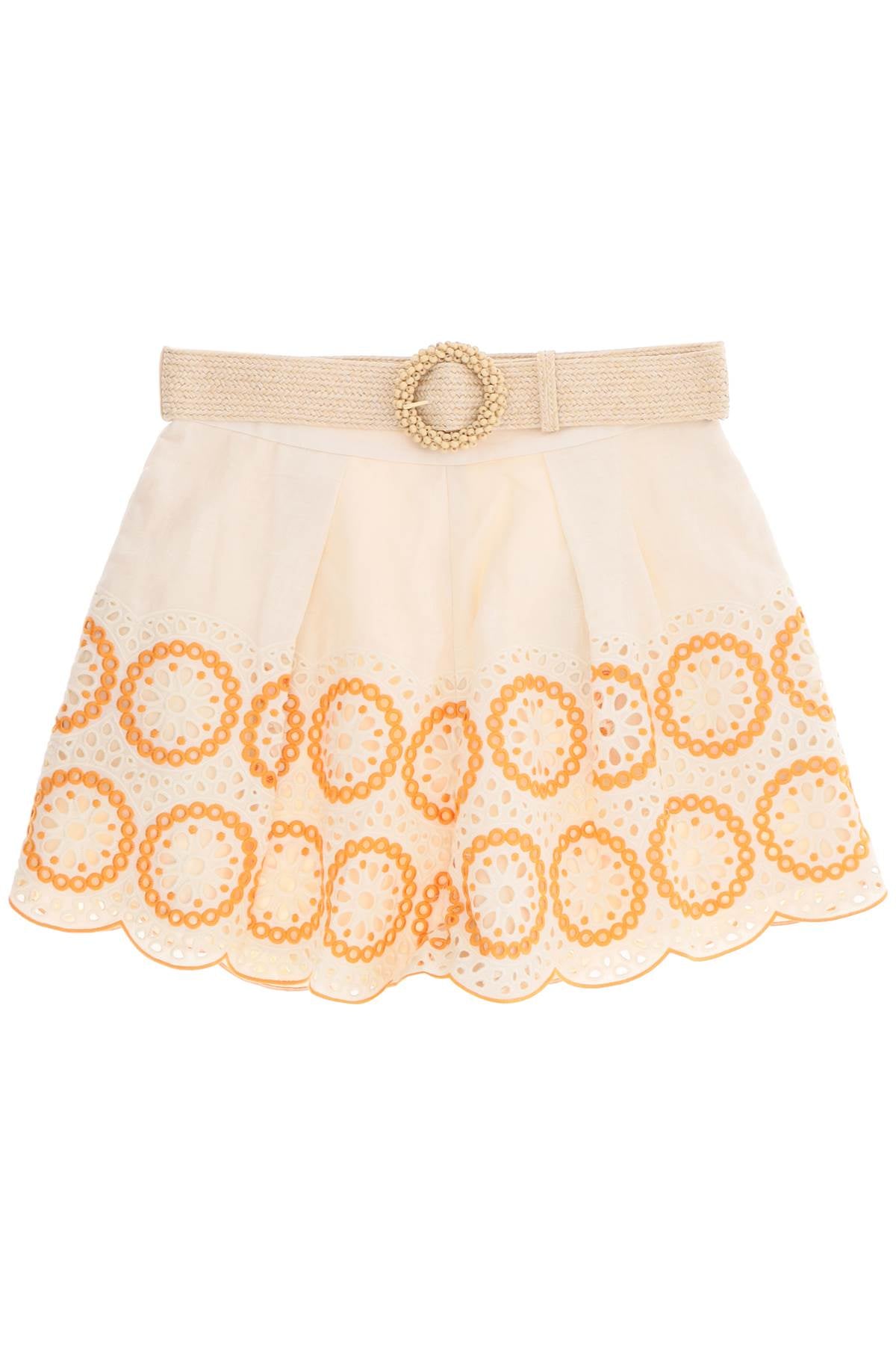 Zimmermann             Raie Embroidered Linen Shorts   Orange