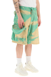 Oamc Smudge Oversized Shorts With Maxi Pockets   Green