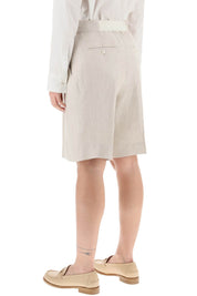 Agnona Linen Twill Shorts   Beige