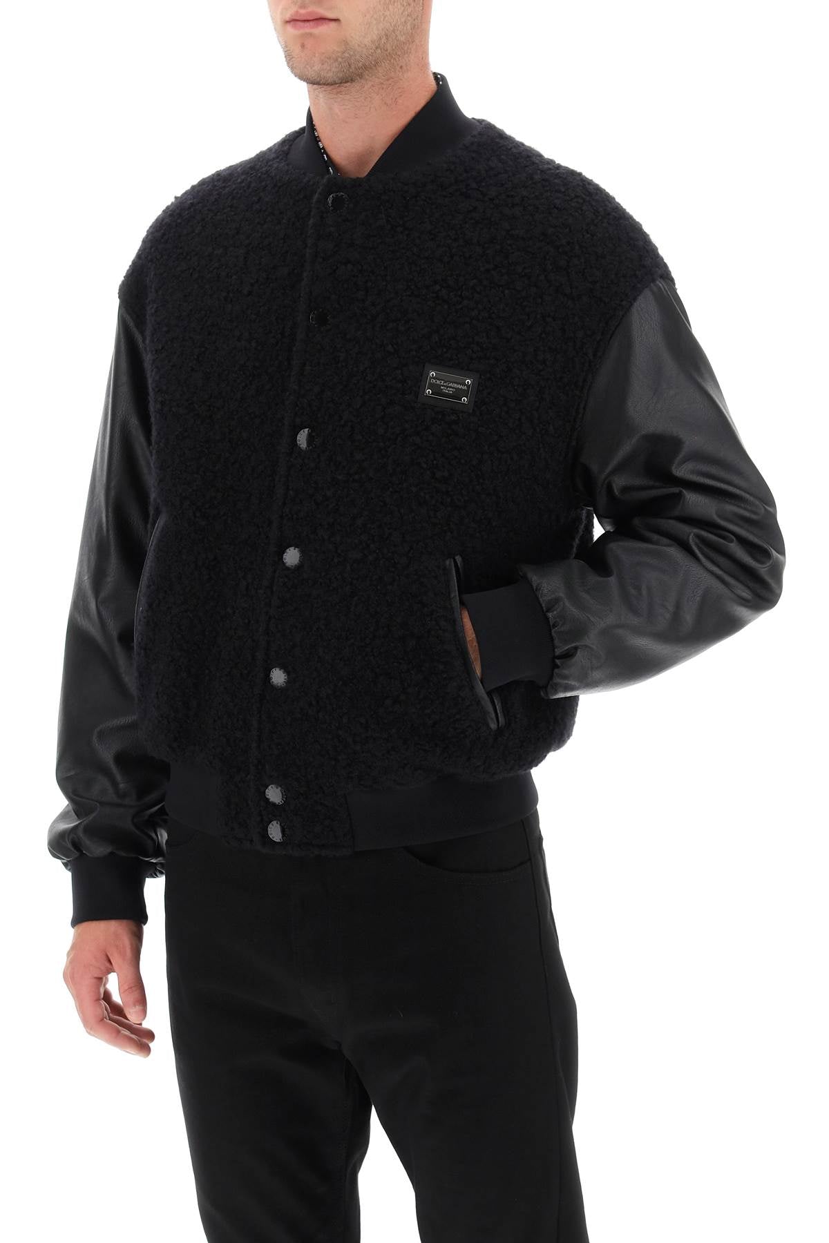 Dolce & Gabbana Wool Teddy Bomber Jacket   Black