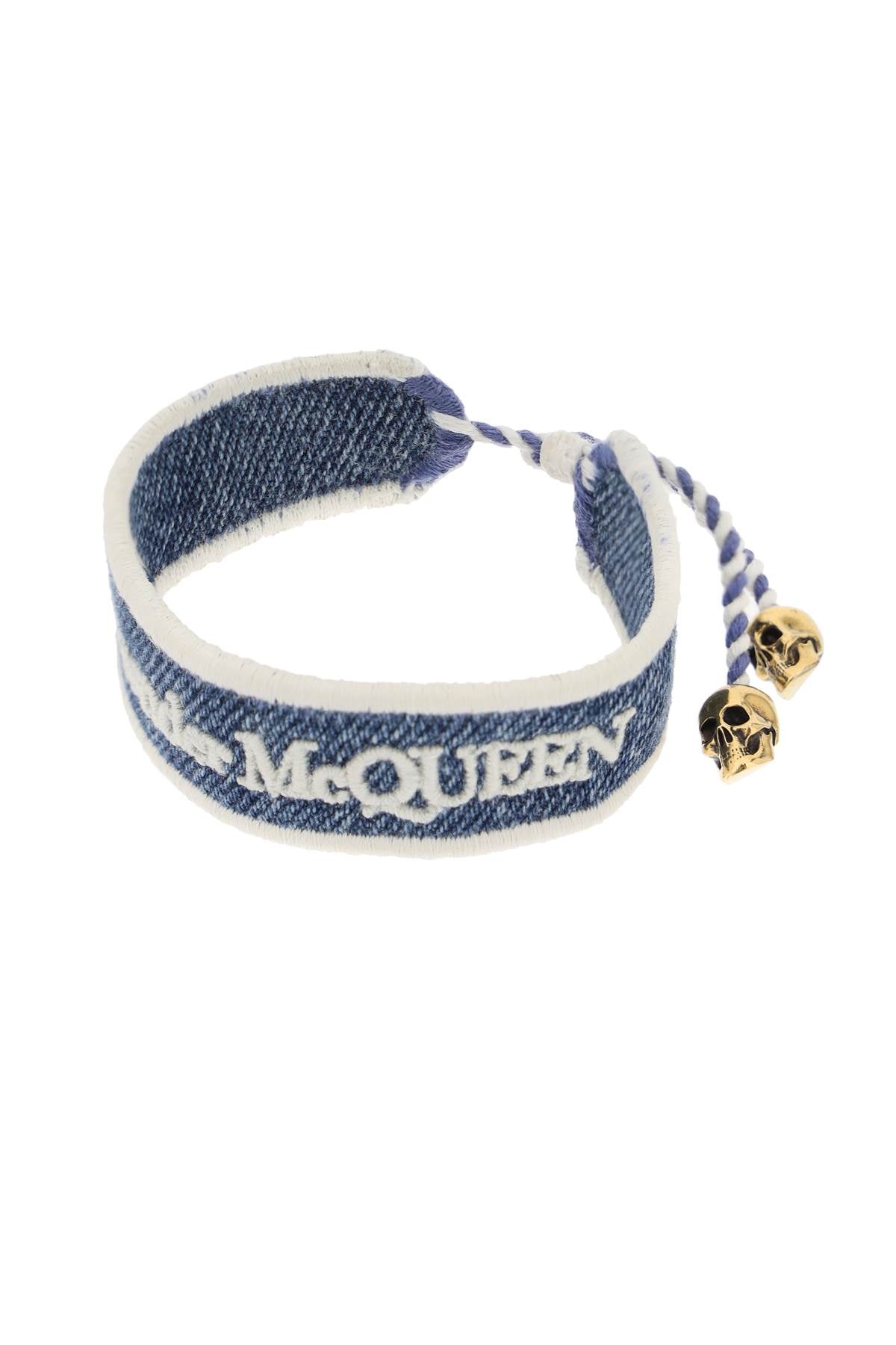 Alexander Mcqueen Embroidered Bracelet   Blue