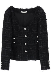 Alessandra Rich Tweed Jacket With Sequins Embell   Black