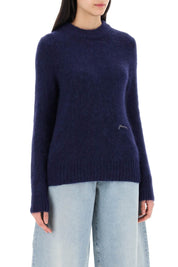 Ganni Brushed Alpaca And Wool Sweater   Blue