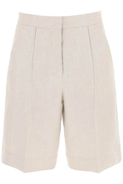 Agnona Linen Twill Shorts   Beige