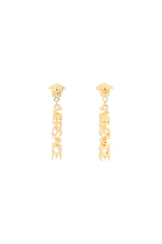 Versace Logo Pendant Earrings   Gold