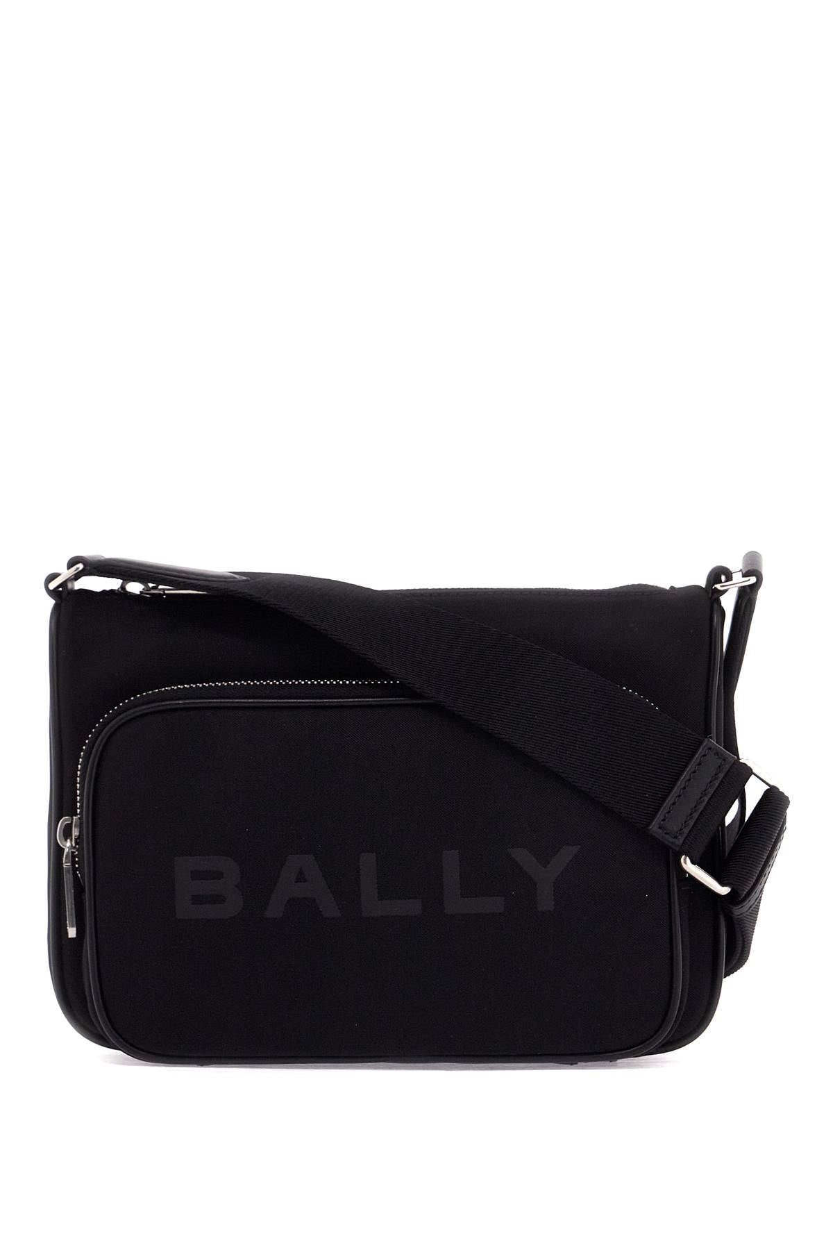 Bally Nylon Shoulder Bag With Adjustable Strap   Black