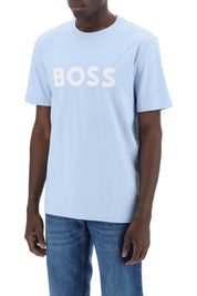 Boss Tiburt 354 Logo Print T Shirt   Light Blue