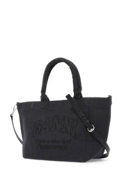 Ganni Embroidered Logo Tote Bag With   Black