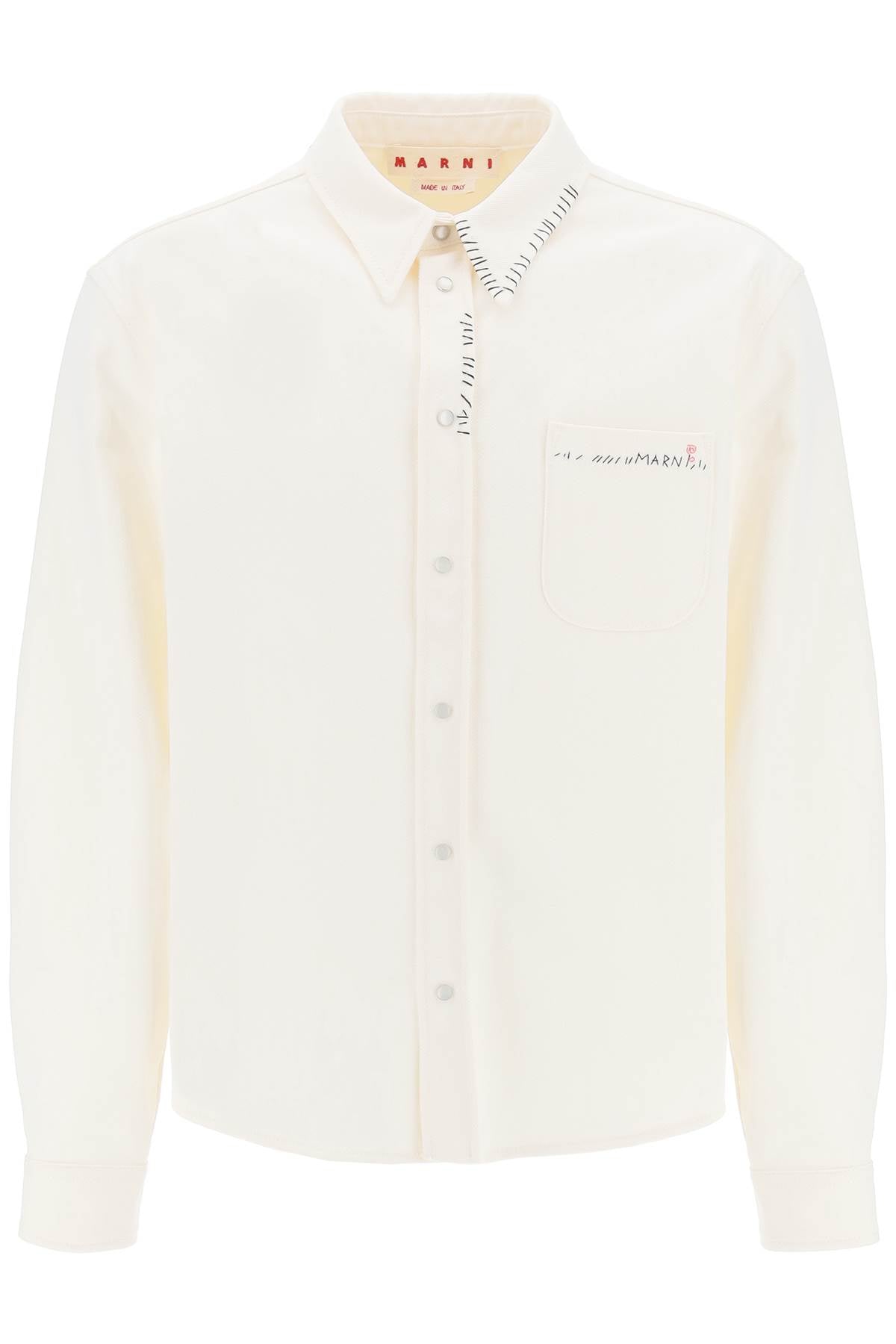 Marni Cotton Drill Overshirt In Eight   White