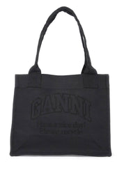 Ganni Recycled Cotton Tote Bag In   Black