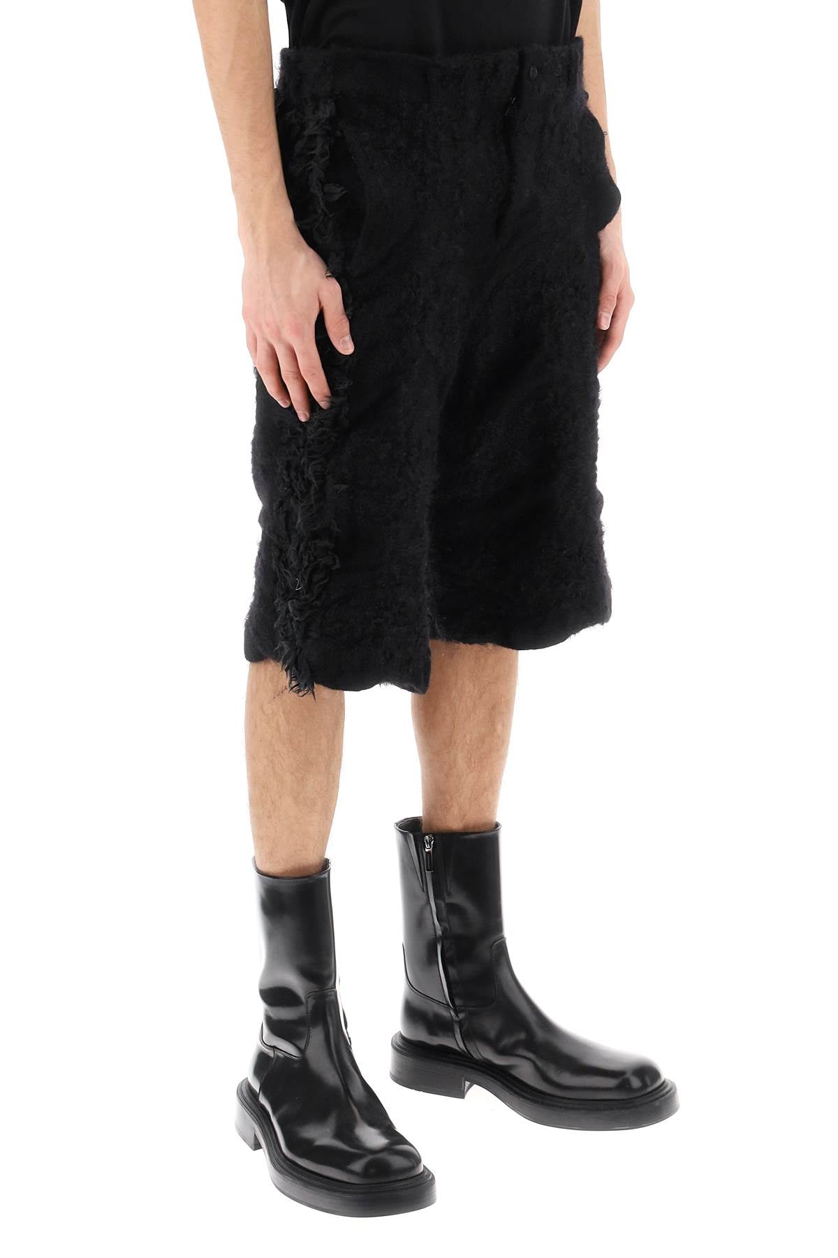 Comme Des Garcons Homme Plus Fur Effect Knitted Shorts   Black