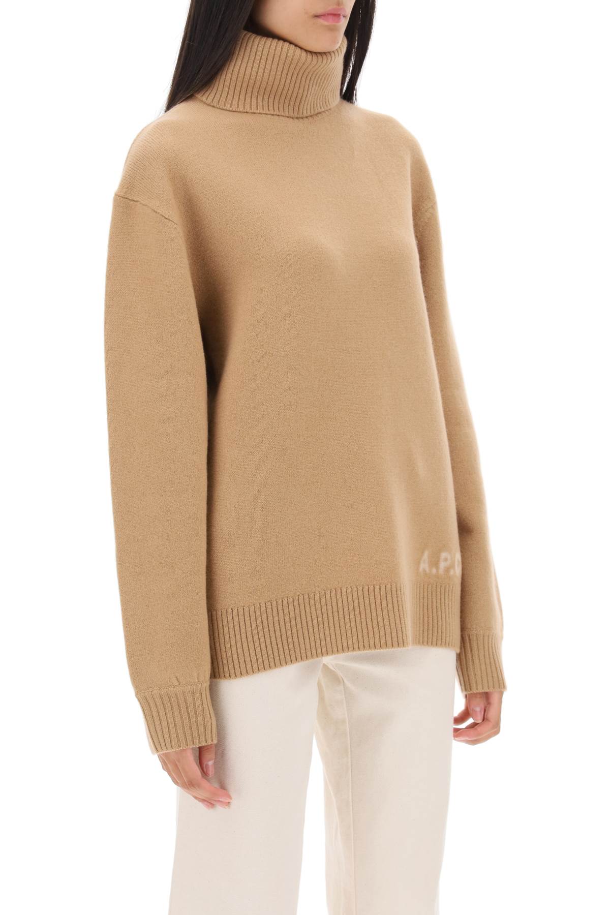 A.P.C. 'Walter' Virgin Wool Turtleneck Sweater   Beige