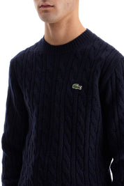 Lacoste classic fit cable knit wool pullover