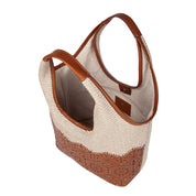 Giulia Geometric Lace Straw-Effect Top Handle Bag