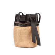 Roberta Gandolfi Ambra Mini Straw-Effect Bucket Bag in Natural Beige