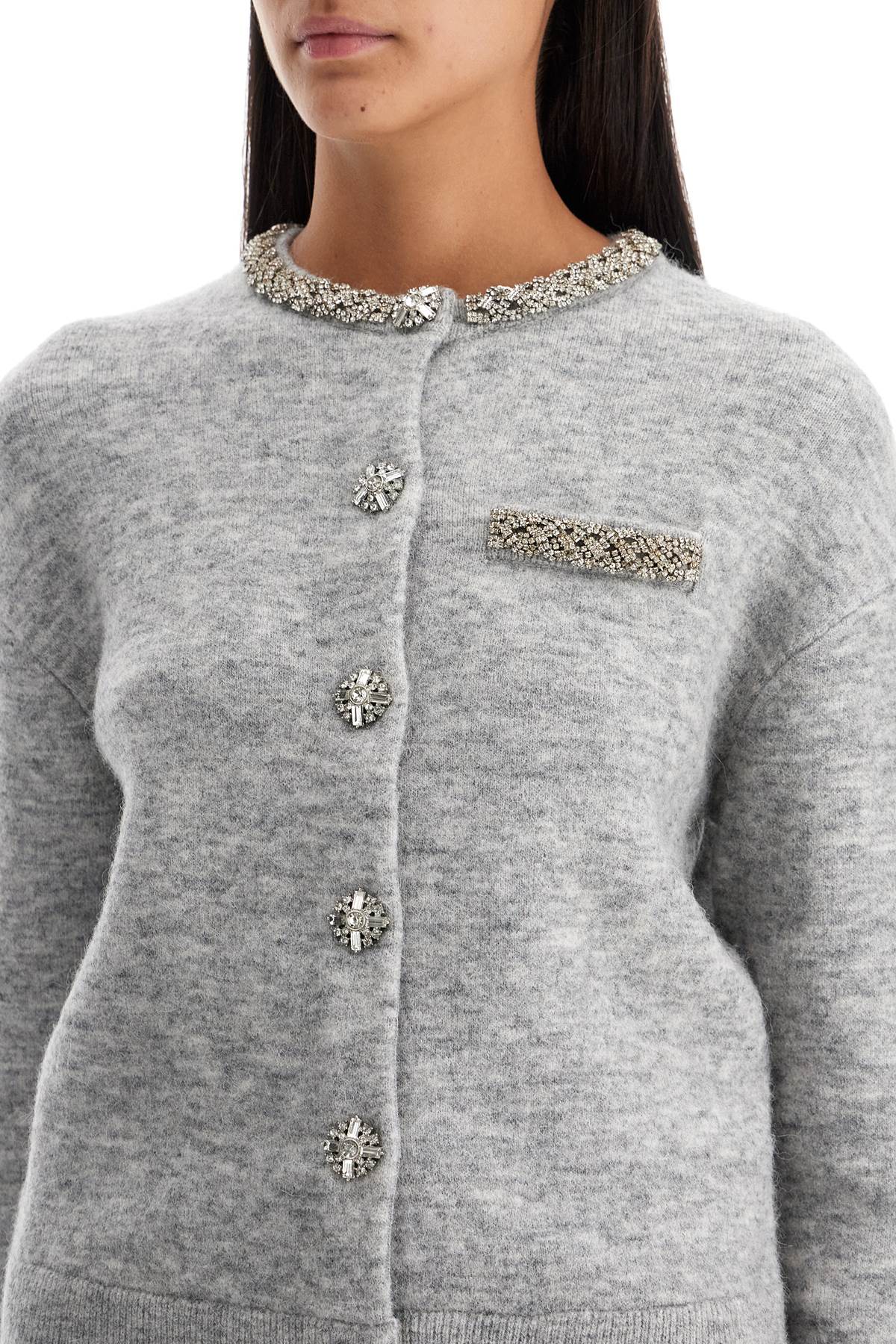 Self Portrait melange cardigan with crystals