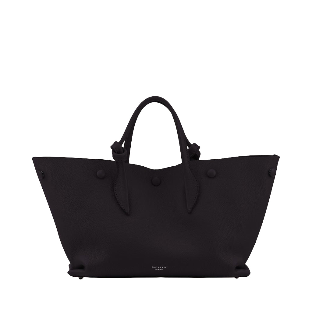 Pugnetti Parma Bell Calfskin Top Handle Bag in Classic Black