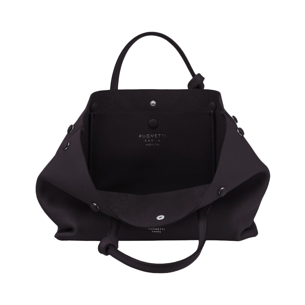 Pugnetti Parma Bell Calfskin Top Handle Bag in Classic Black