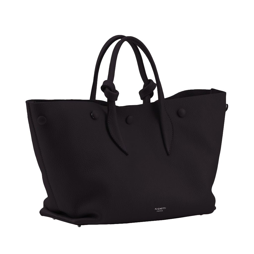 Pugnetti Parma Bell Calfskin Top Handle Bag in Classic Black