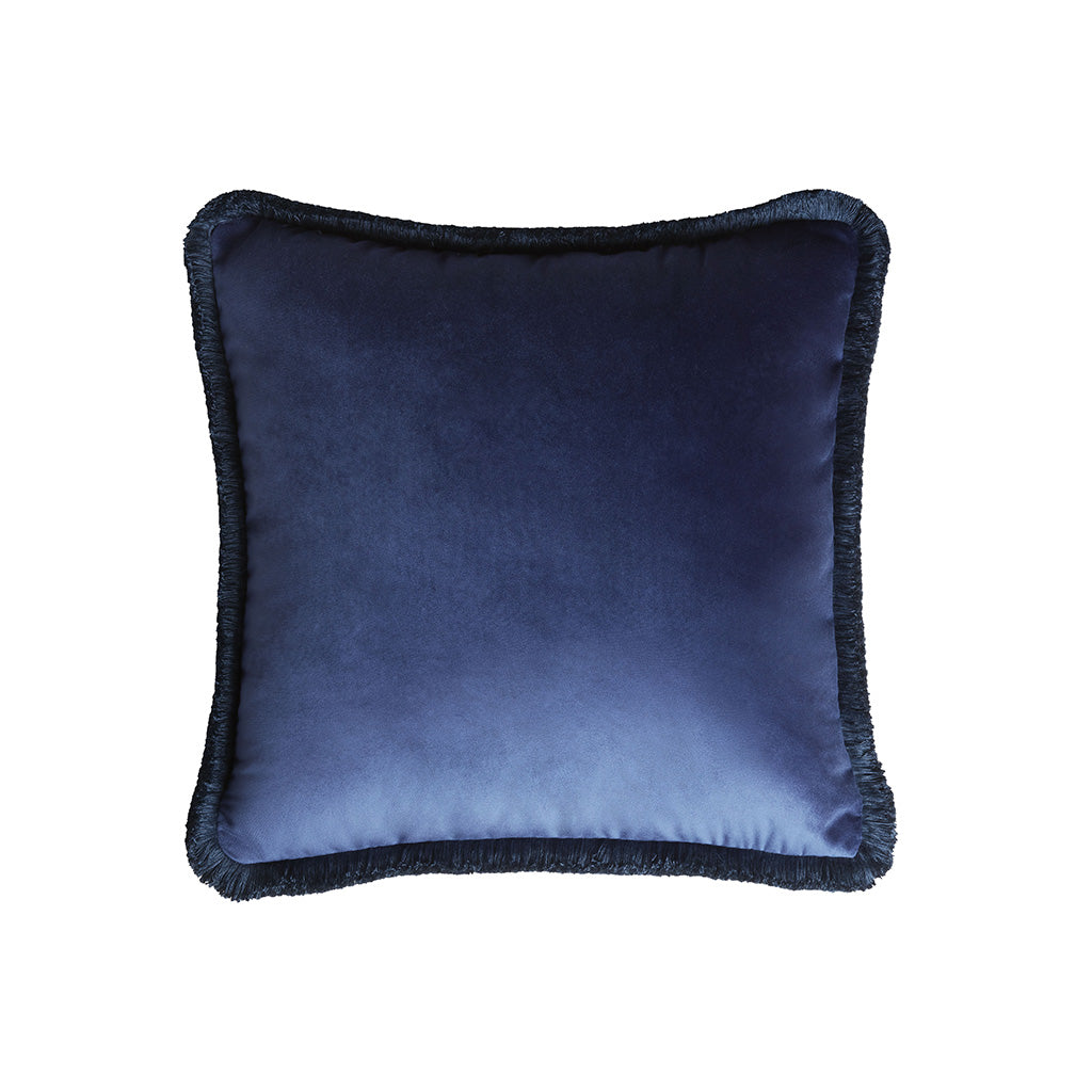 Lo Decor Major Velvet Fringe Cushion - Blue