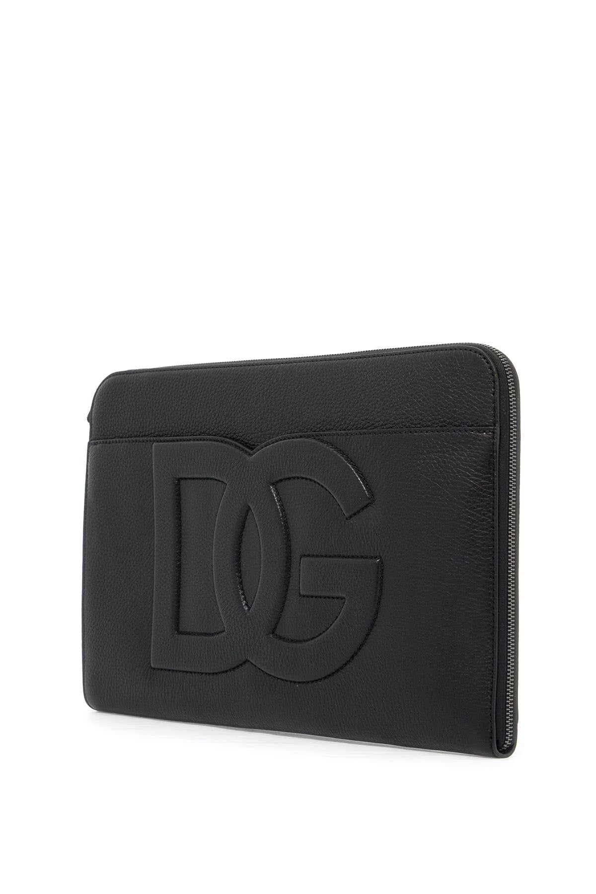 Dolce & Gabbana large hammered leather pouch