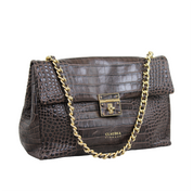 Claudia Firenze Felicia Croc-Embossed Shoulder Bag - Black