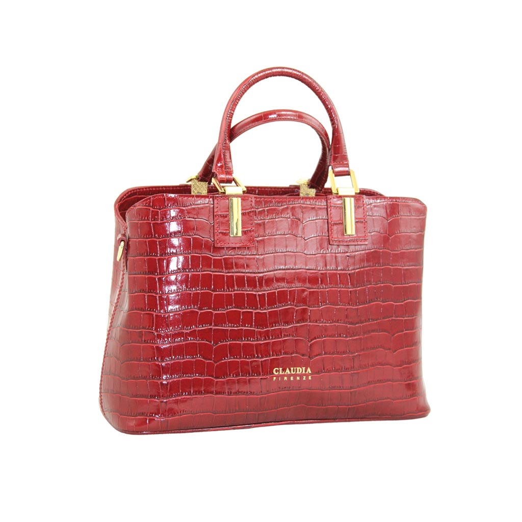 Claudia Firenze Fiammetta Croc-Embossed Top Handle Bag - Italian Calfskin