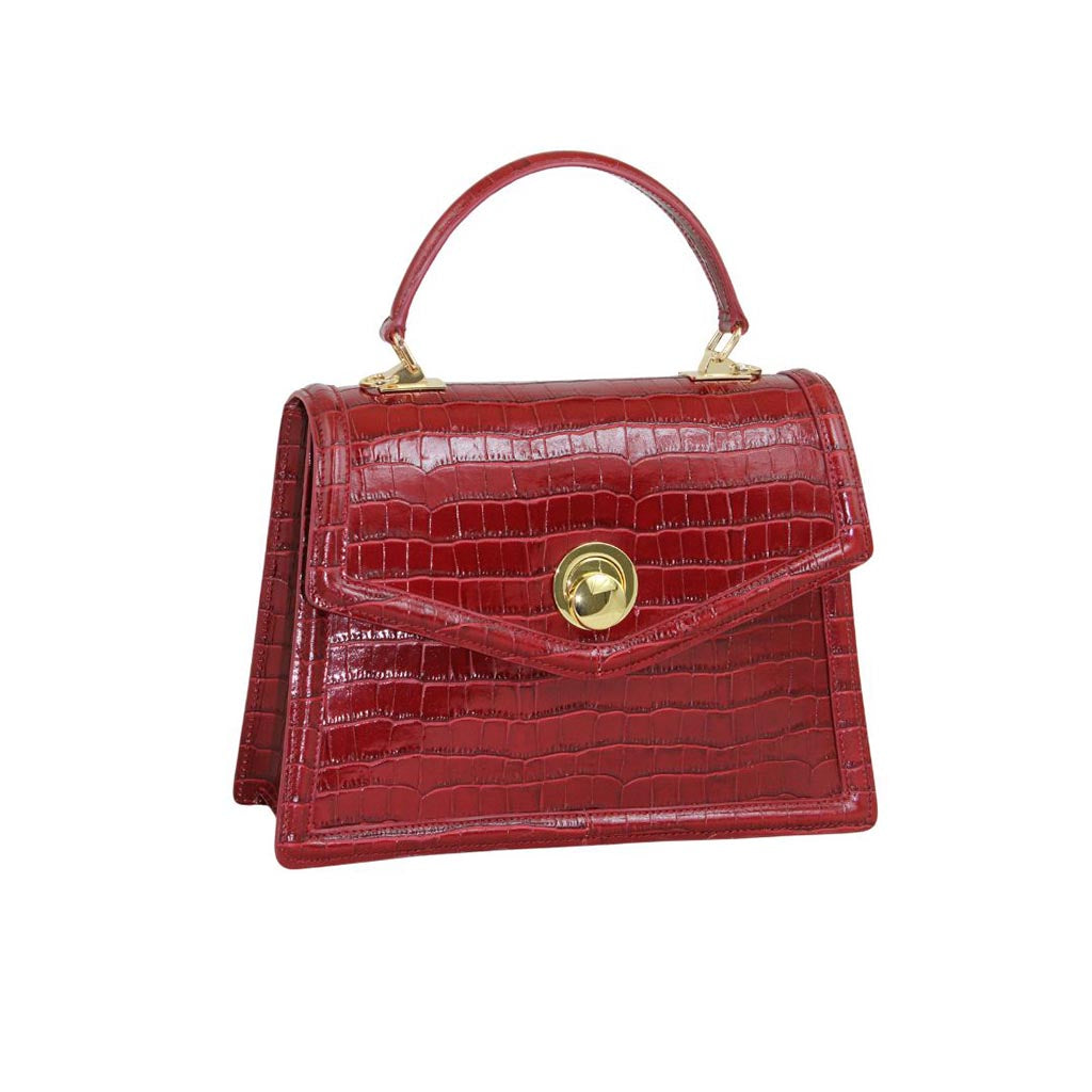 Claudia Firenze Filomena Croc-Embossed Calfskin Top Handle Bag