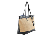 Gelsomina Calf Leather & Straw Tote by Claudia Firenze