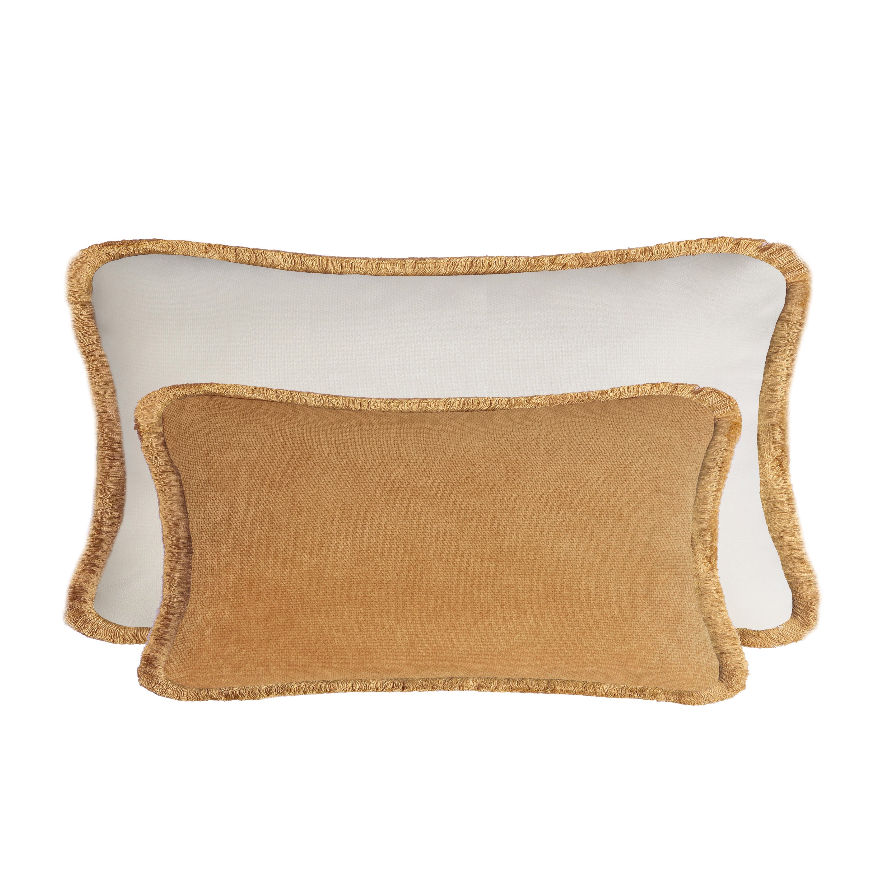 Camel Velvet Garnet-Trim Cushions by Lo Decor