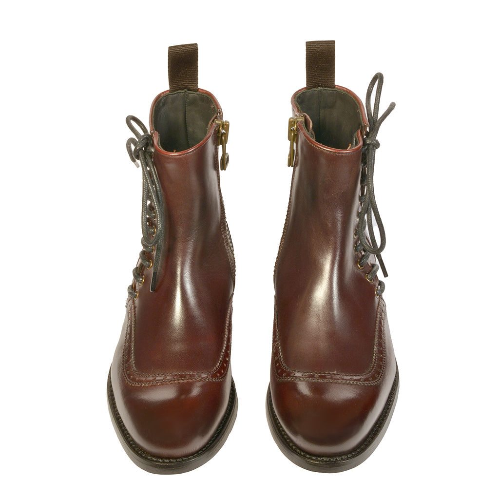 Daniela Side Lace Ankle Boots - Calfskin, 25mm Heel, Goodyear Construction