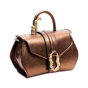 Diamond Mini MT Gold Calfskin Top Handle Bag by Marco Trevisan