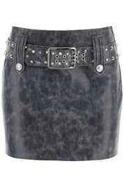 Alessandra Rich leather mini skirt with belt and appliques