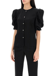 Alessandra Rich envers satin blouse with bouffant sleeves