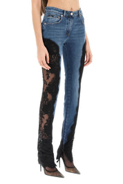 Dolce & Gabbana slim fit jeans with lace inserts