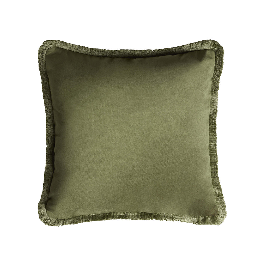 Lo Decor Major Collection Velvet Fringe Cushion - Green