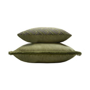 Lo Decor Rock Collection Cushion - Green Geometric Velvet