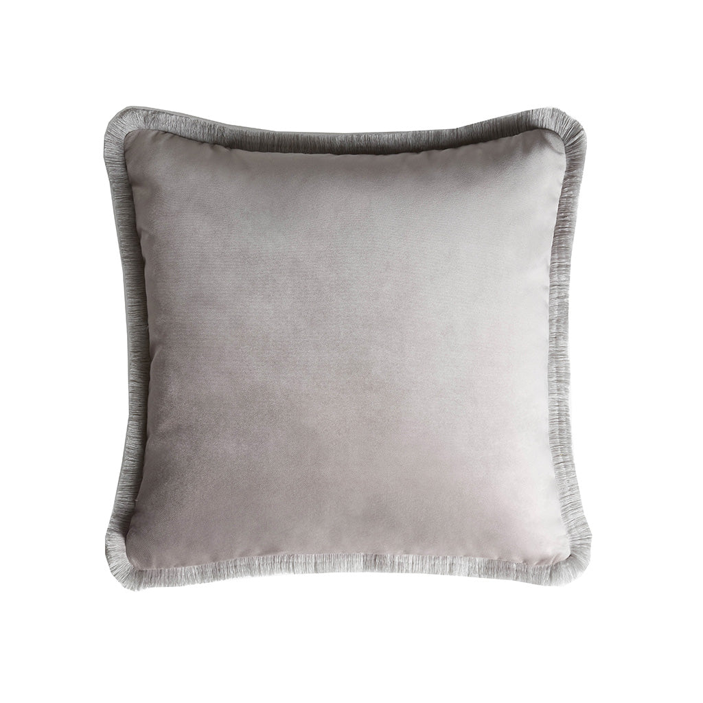 Lo Decor Major Velvet Fringe Cushion - Gray