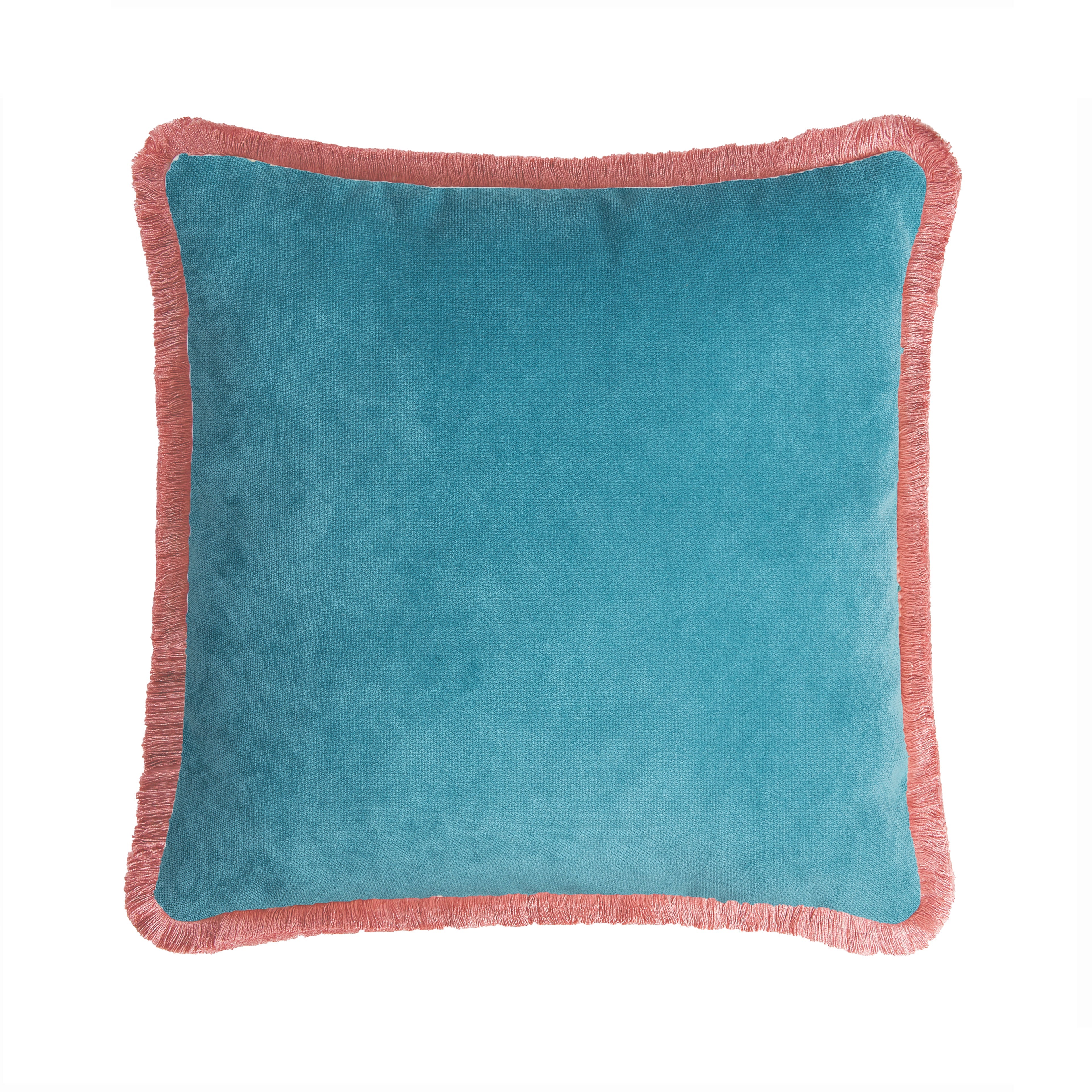 Lo Decor Turquoise Velvet Fringe Pillow