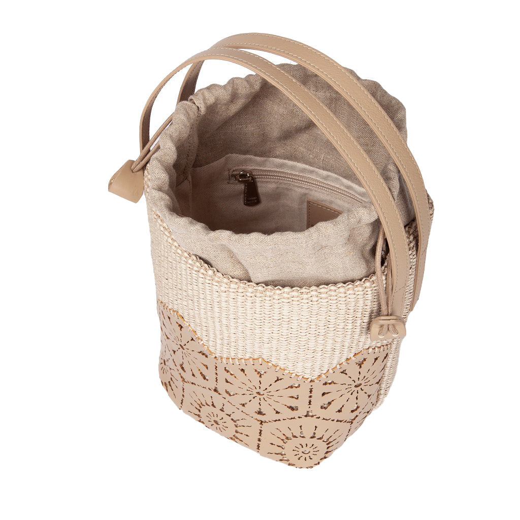 Roberta Gandolfi Giulia Raffia Lace Bucket Bag - Sangallo Edition