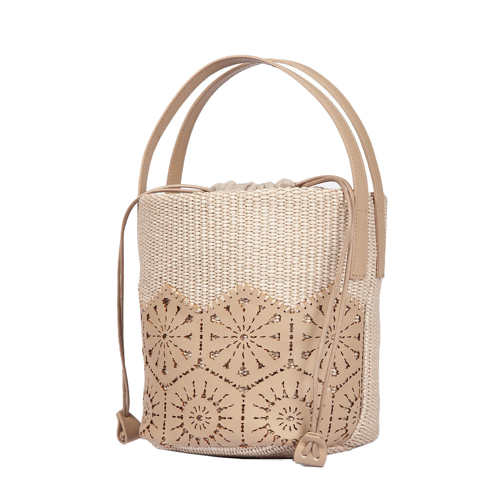 Roberta Gandolfi Giulia Raffia Lace Bucket Bag - Sangallo Edition