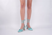 Le M茅moire Satin Block Heels - Italian Elegance in Midnight Blue