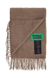 Barbour x Ganni 'wool scarf with patch logo design'