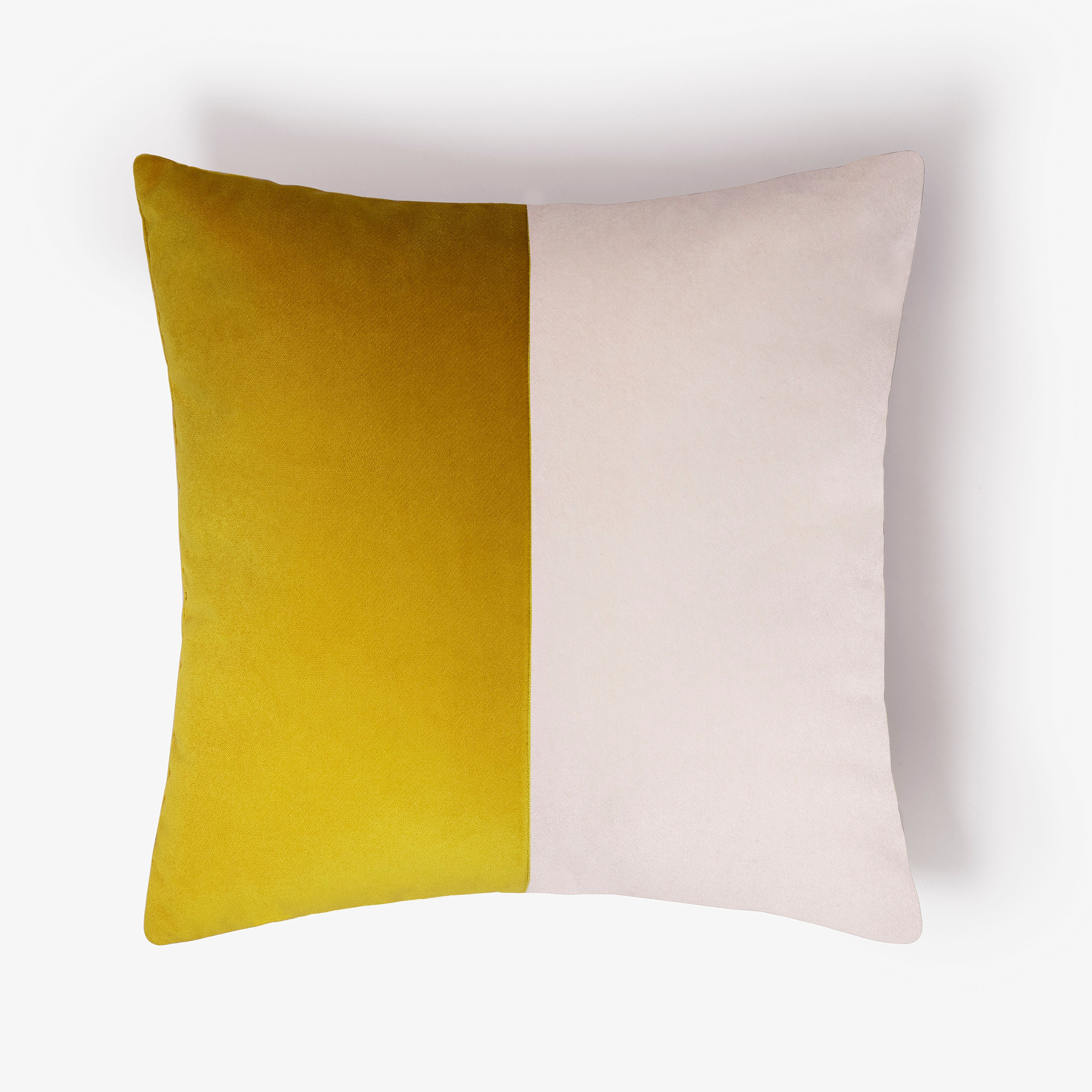 Velvet Geometric Mustard Cushion