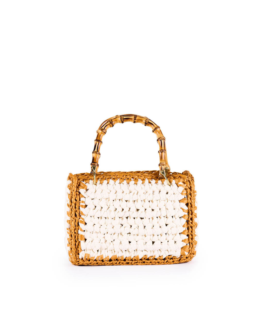 Viamailbag White Bamboo Handle Crochet Bag